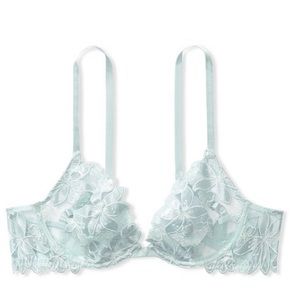 💕NWT Victoria’s Secret Very Sexy Unlined Floral Embroidery Demi Bra 32DD blue💕